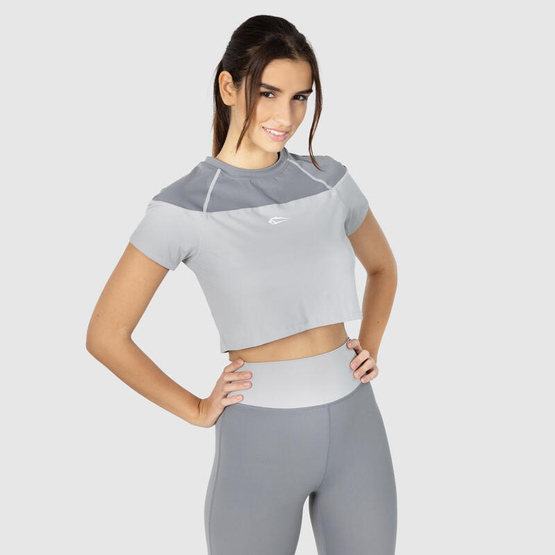 Damen Crop T-Shirt Advanced Chanda Grau für Sport & Freizeit