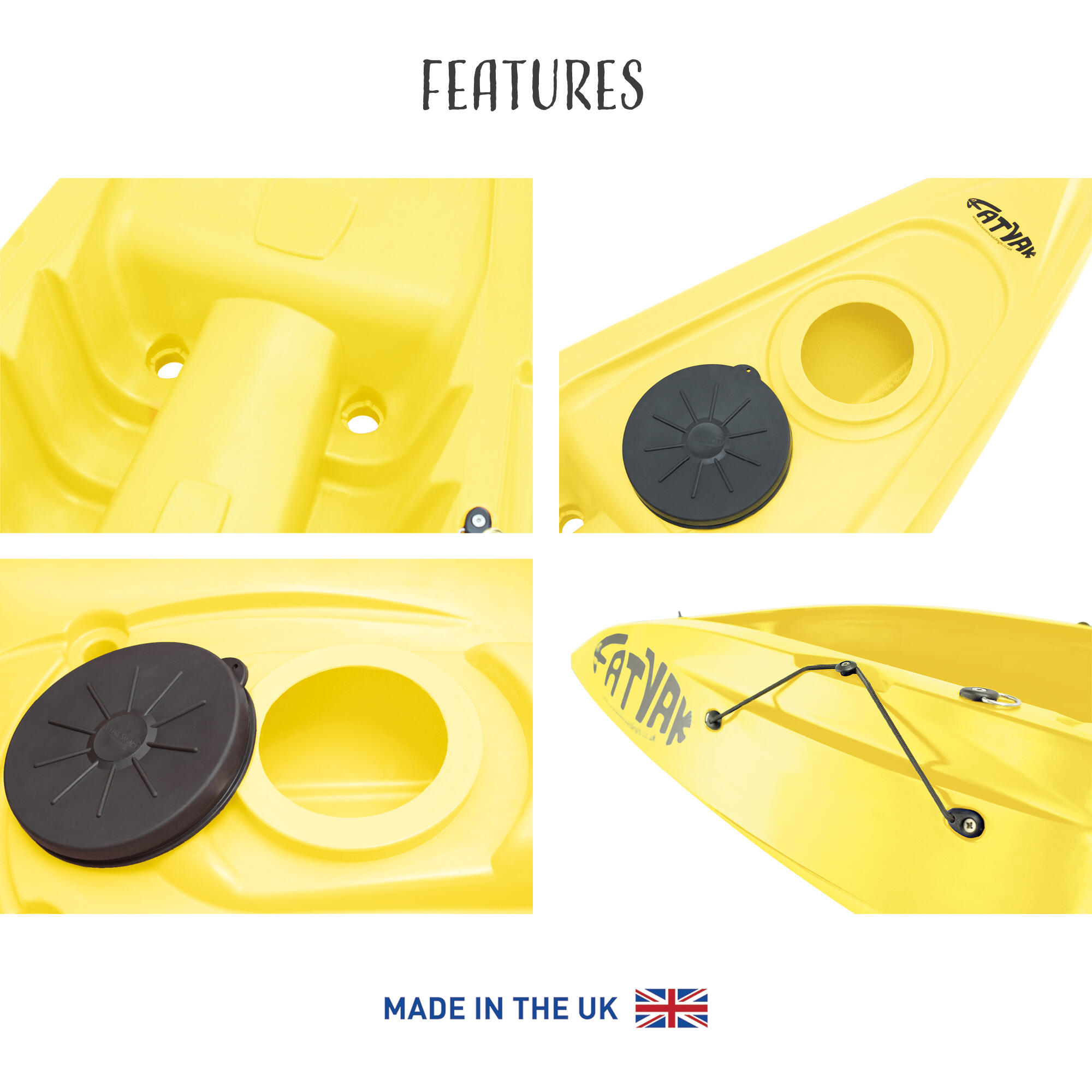 KAAFU 1-PERSON RIGID KAYAK PACKAGE - YELLOW 3/8