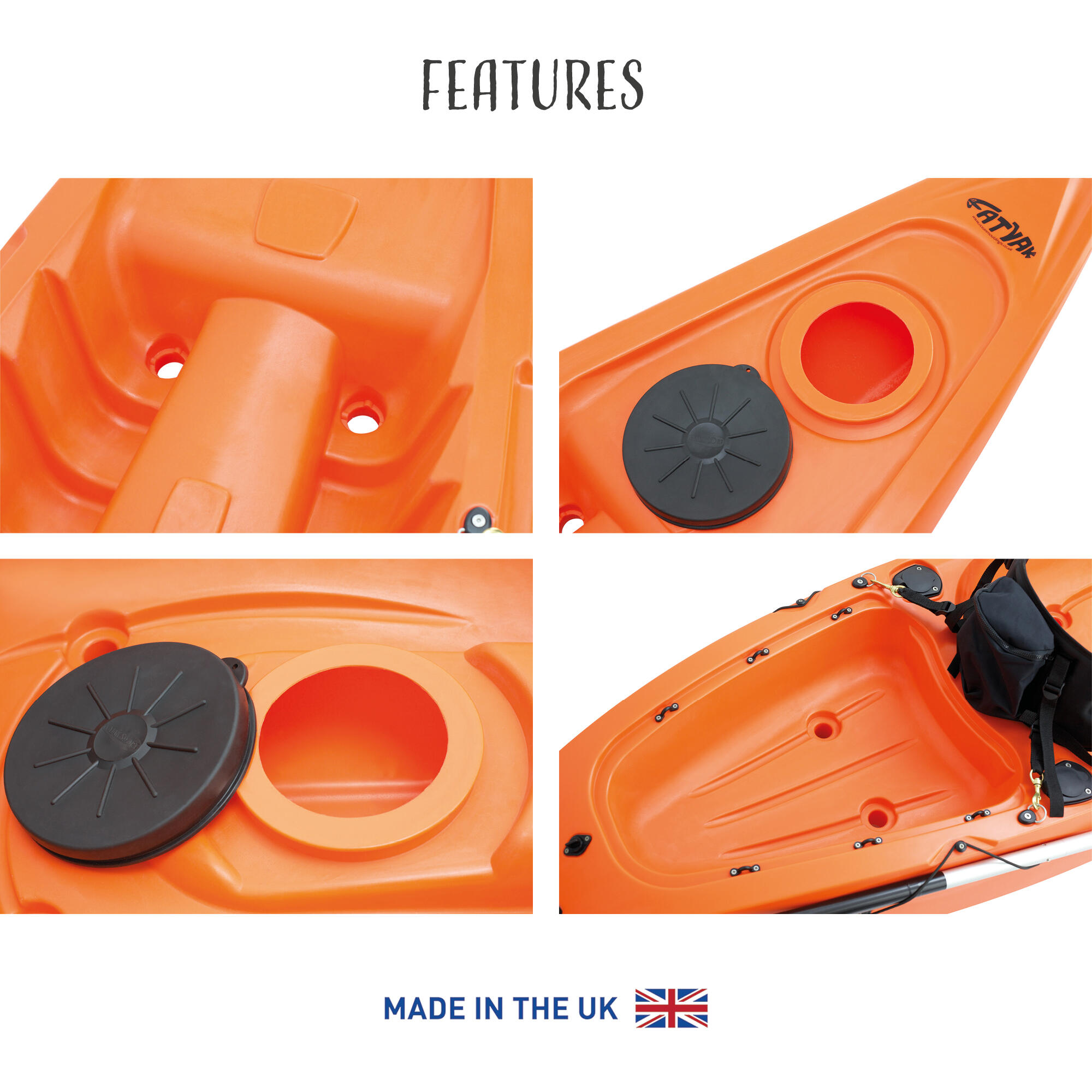MAHEE 2-PERSON RIGID KAYAK PACKAGE - ORANGE 3/7