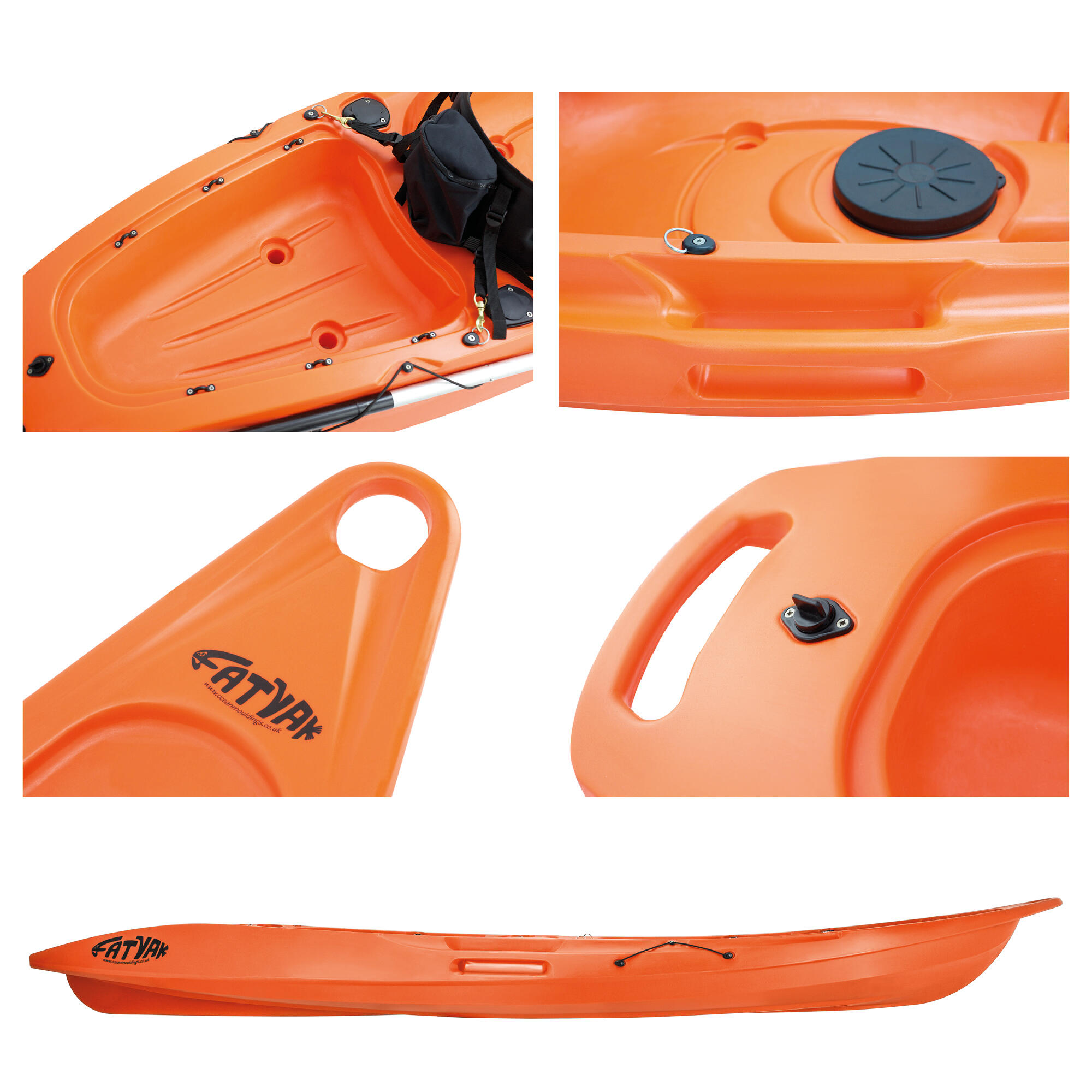 MAHEE 2-PERSON RIGID KAYAK - ORANGE Recyclable Marine Plastic 4/7