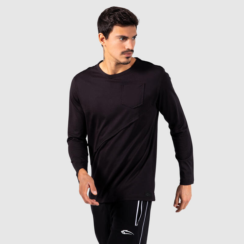 Herren Longsleeve Evan Schwarz für Sport & Freizeit