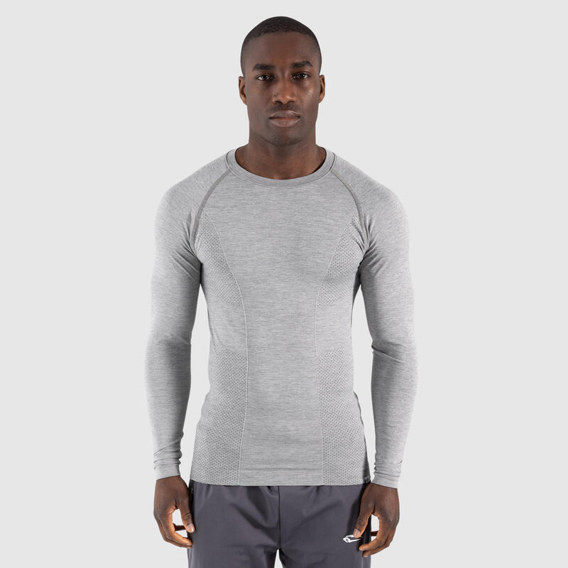 Herren Longsleeve Hudson Grau Melange für Sport & Freizeit