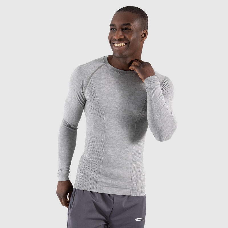 Herren Longsleeve Hudson Grau Melange für Sport & Freizeit