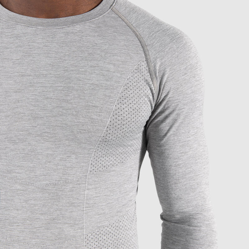 Herren Longsleeve Hudson Grau Melange für Sport & Freizeit