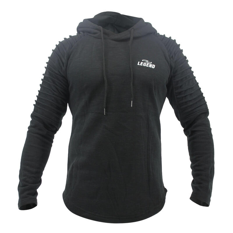 Hoodie Rib Sleeve Black Fitness en Hardlopen