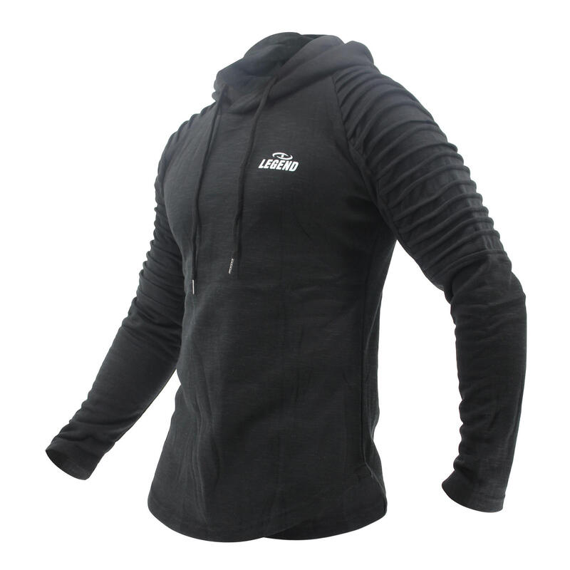 Hoodie Rib Sleeve Black Fitness en Hardlopen