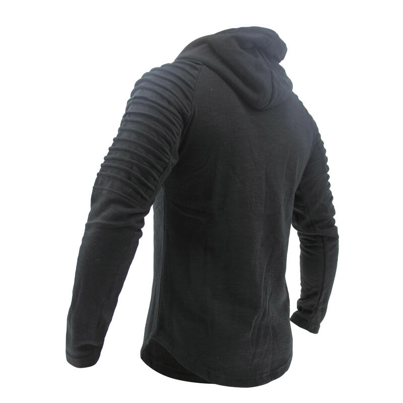 Hoodie Rib Sleeve Black Fitness en Hardlopen