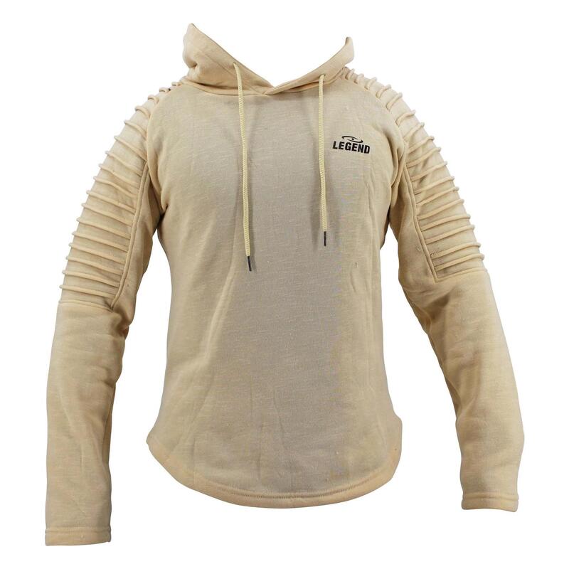 Hoodie Rib Sleeve Khaki Fitness en Hardlopen