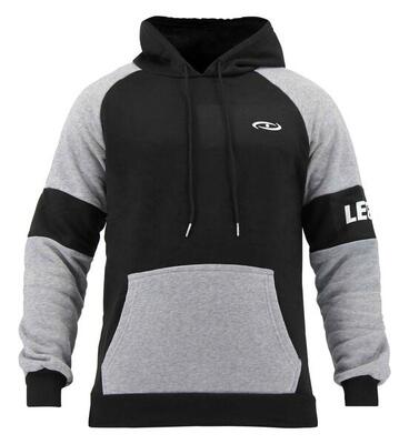 Hoodie dames/heren zwart grijs fleece fitness en hardlopen