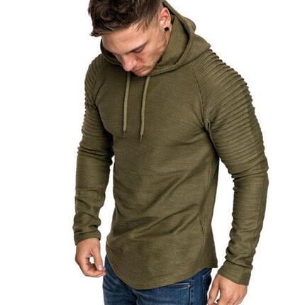 Hoodie Rib Sleeve Green Fitness en Hardlopen