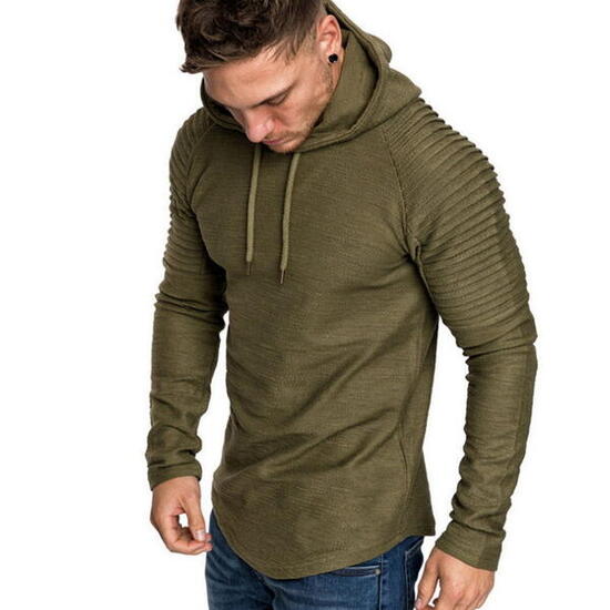 Hoodie Rib Sleeve Green Fitness en Hardlopen
