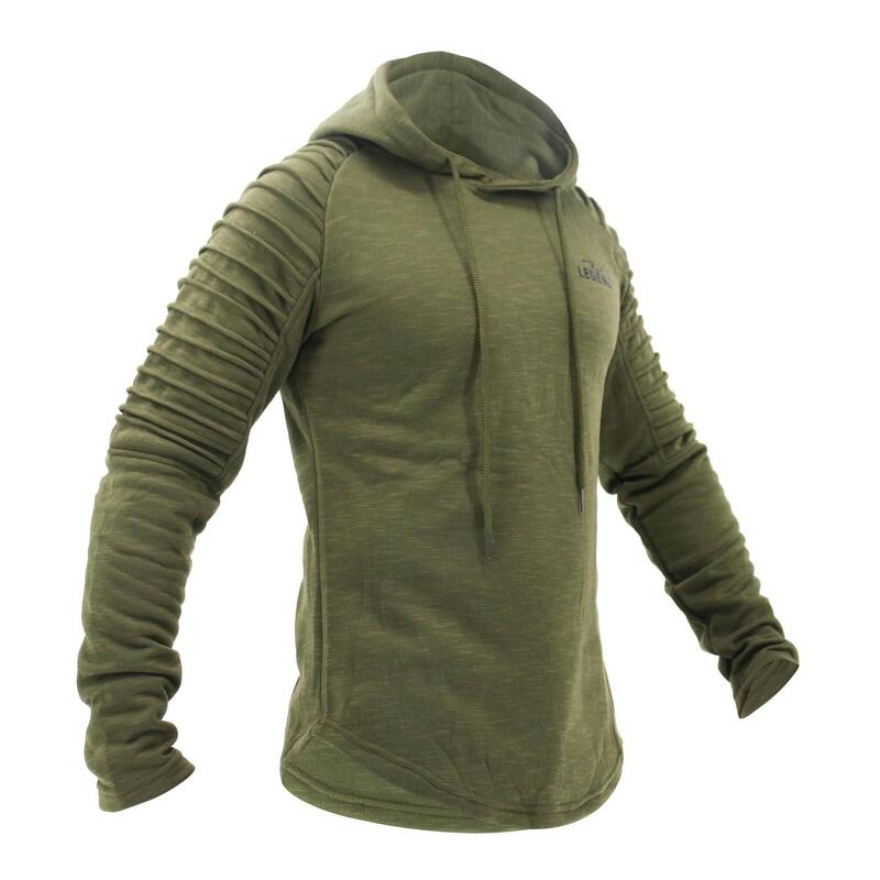 Hoodie Rib Sleeve Green Fitness en Hardlopen