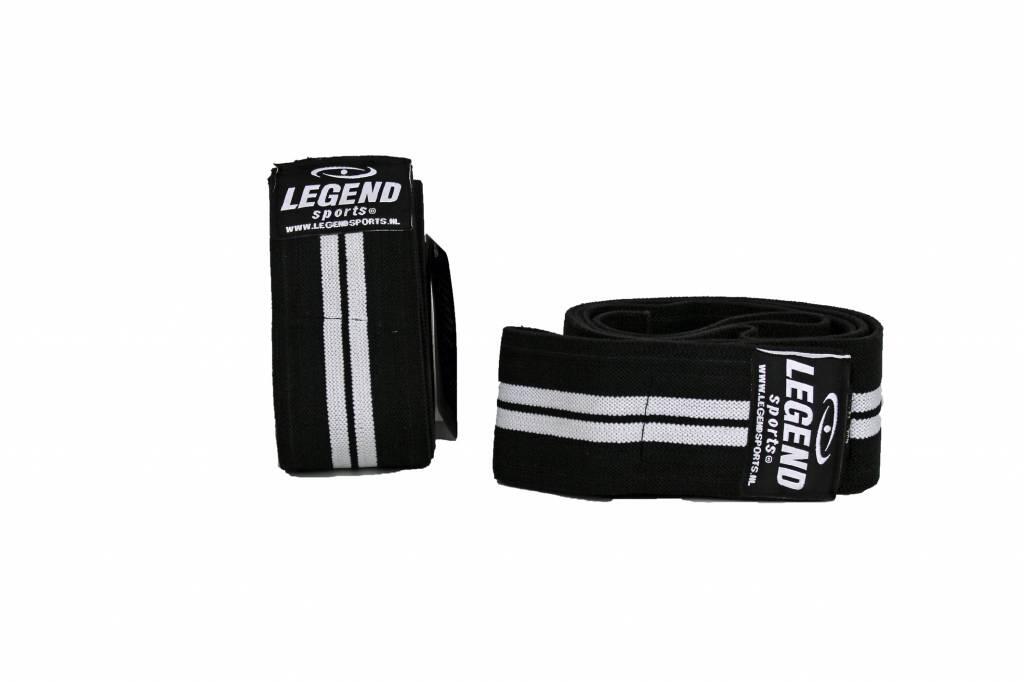 LEGEND SPORTS Knee Wraps Heren/Dames Zwart-Wit 180CM