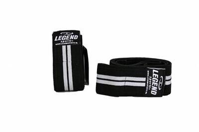 Knee wraps heren/dames zwart-wit 180cm