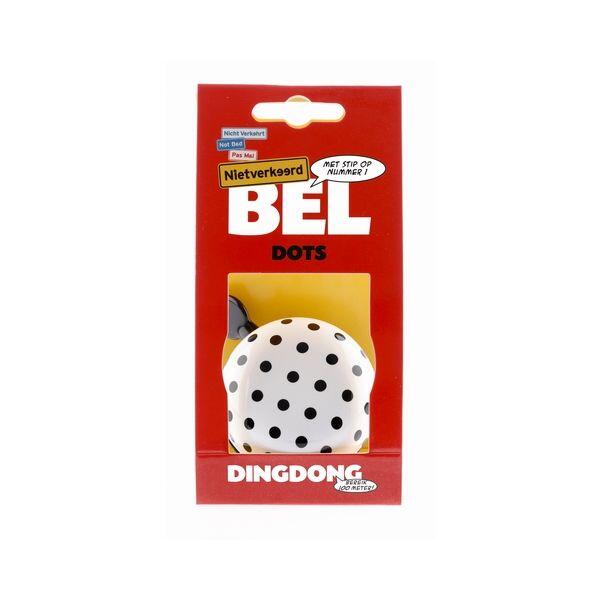 Dzwonek Rowerowy Ding Dong Dots 60 Mm - Białe/Czarne Kropki