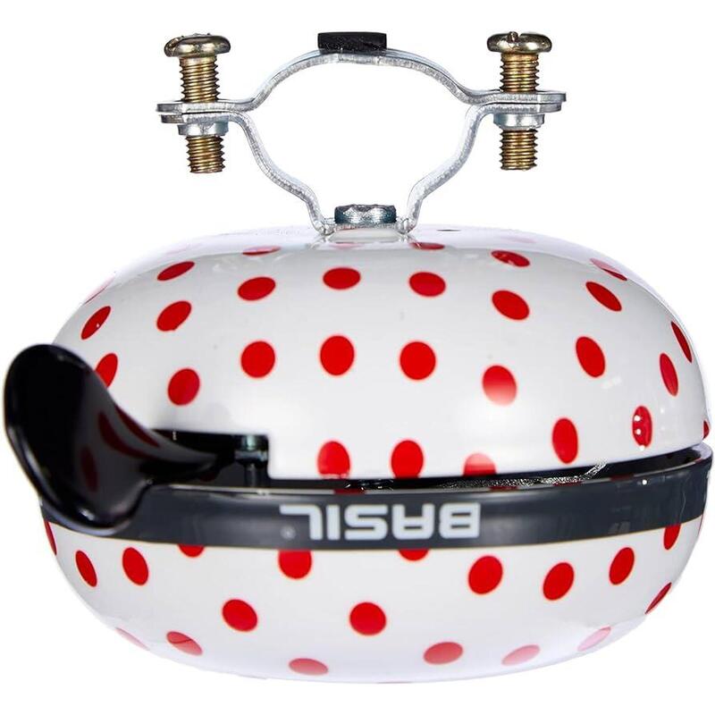 Cloche À Vélo Polkadot 80 Mm - Blanc/Rouge