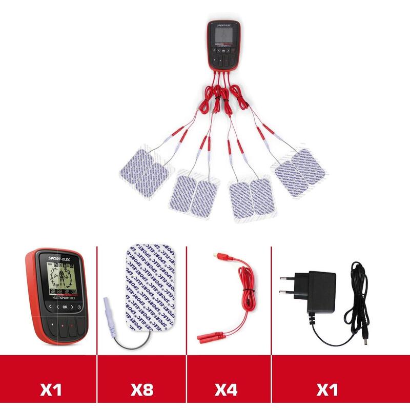 ELECTRO-ESTIMULADOR MUSCULAR MULTISPORTPRO 14 PROGRAMAS 2mm CONEXÕES SPORT-ELEC