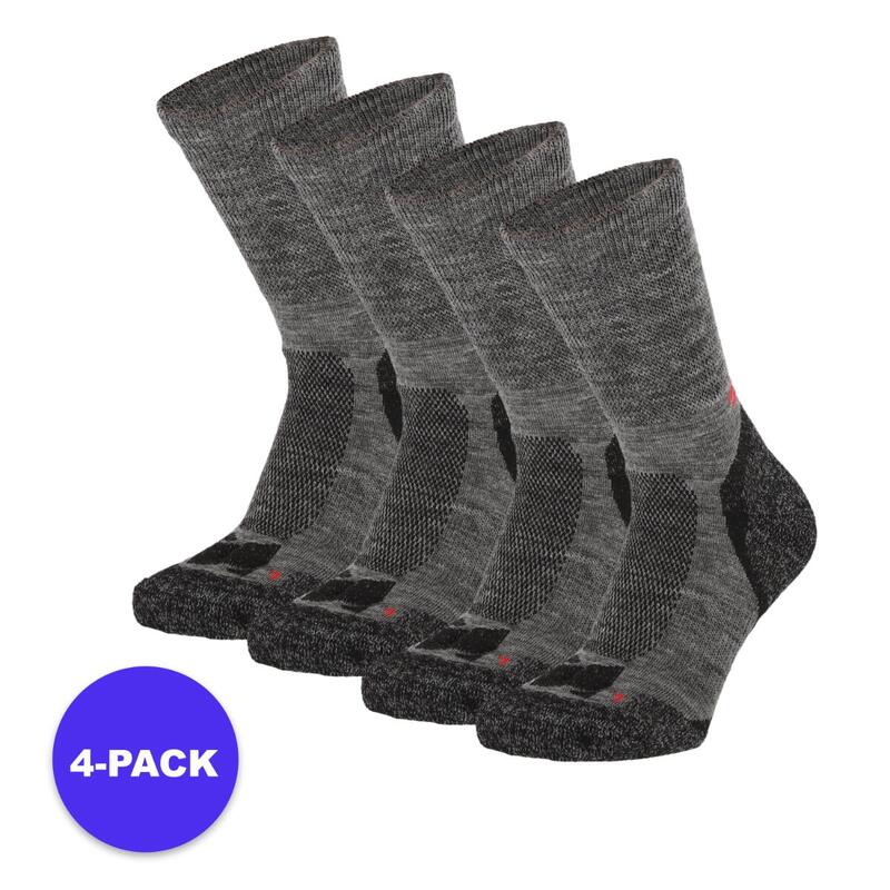 Xtreme - Hiking sokken Wol - Antraciet- 45/47 - 4-Paar - Multipack Hiking sokken