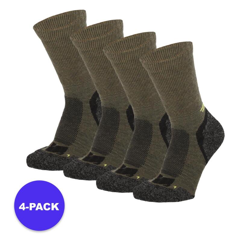 Xtreme - Hiking sokken Wol - Groen - 39/42 - 4-Paar - Multipack Hiking sokken
