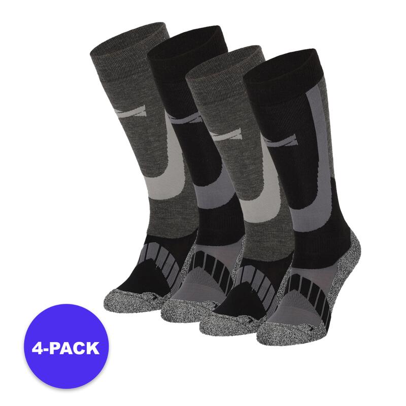 Chaussettes de ski Xtreme unisexes noires (4-PACK)