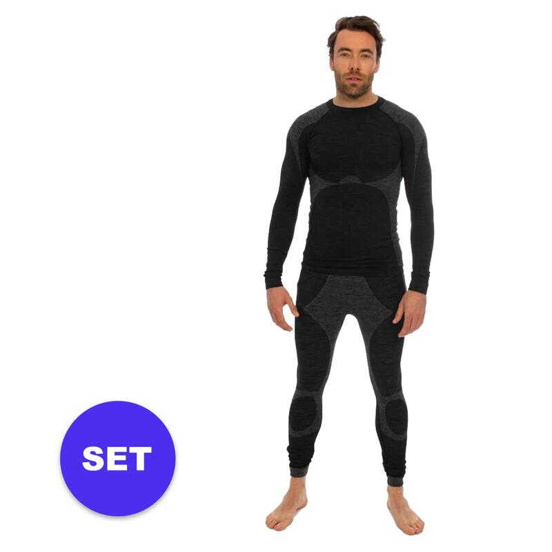 Thermo broek/shirt premium heren - Set - Zwart - Lichtgewicht - Naadloos