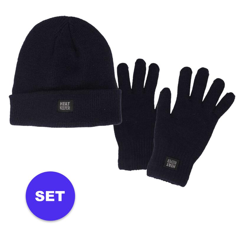 Thermo handschoen/muts - Set - Blauw - Thermoset