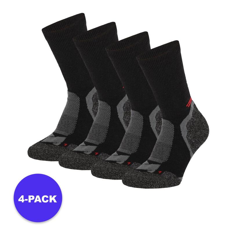 Xtreme - Hiking sokken Wol - Multi zwart - 35/38 - 4-Paar - Multipack Hiking