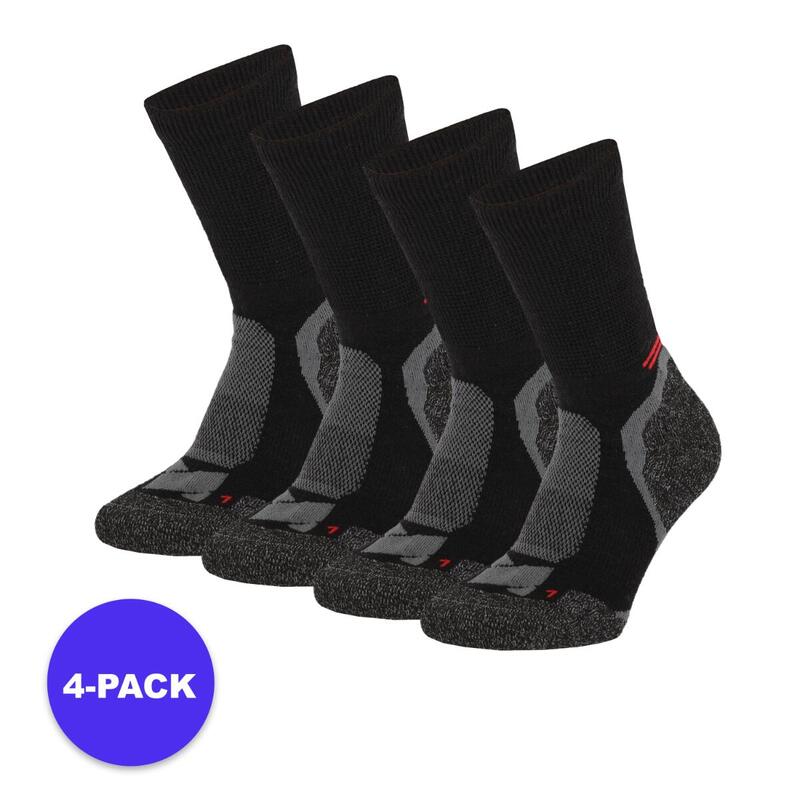 Xtreme – Wandersocken Wolle – Multi Schwarz – 42/45 – 4 Paar – Multipack