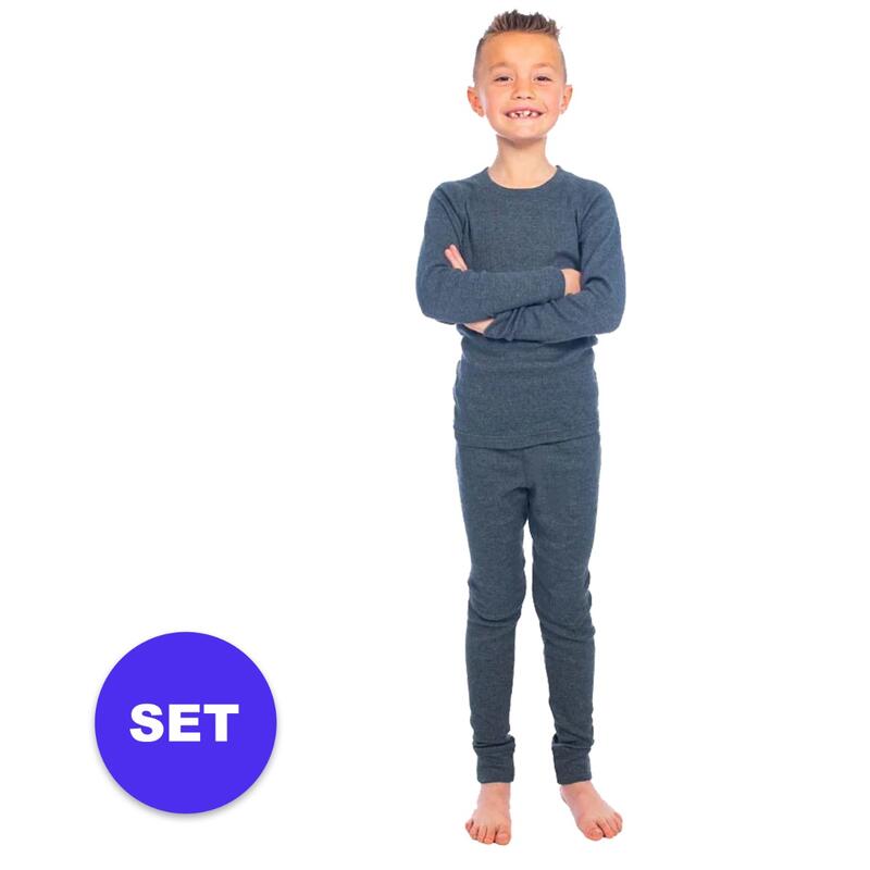 Heatkeeper - Thermo broek/shirt kids - Set - Antraciet - 128/134 - Thermokleding