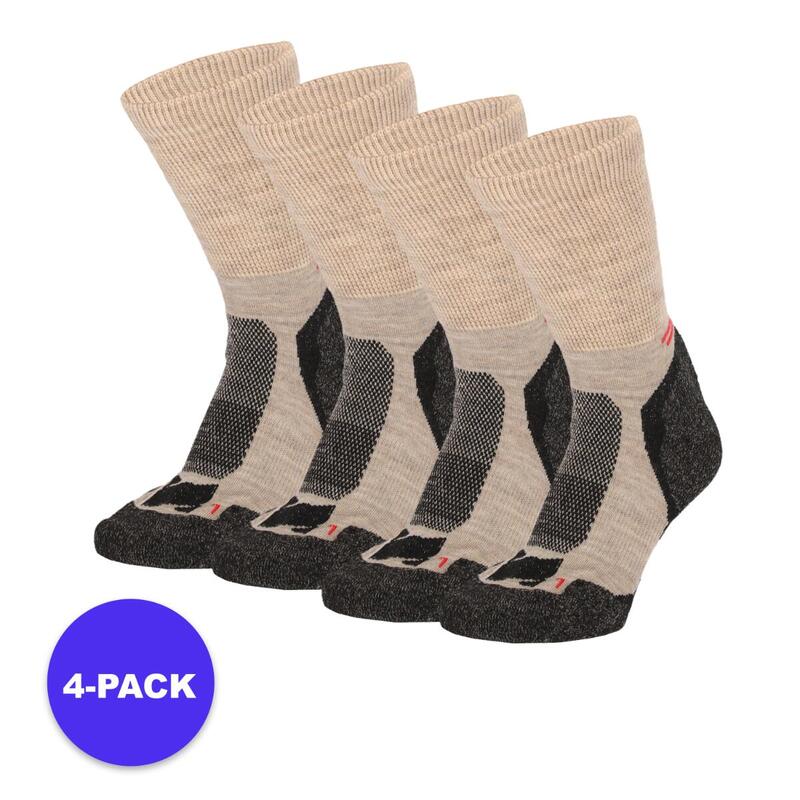 Xtreme – Wandersocken Wolle – Beige – 45/47 – 4 Paar – Multipack Wandersocken