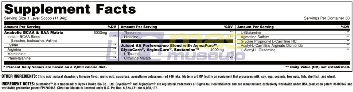 Universal Nutrition Animal Juiced Aminos (30 serv) Orange - Acides aminés - EAA 4/4