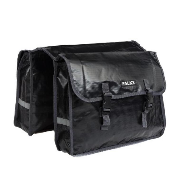 Falkx FALKX Tas Bisonyl zwart dubbel. afmeting: (2x) 39x9x30. Totaal inhoud: 20L