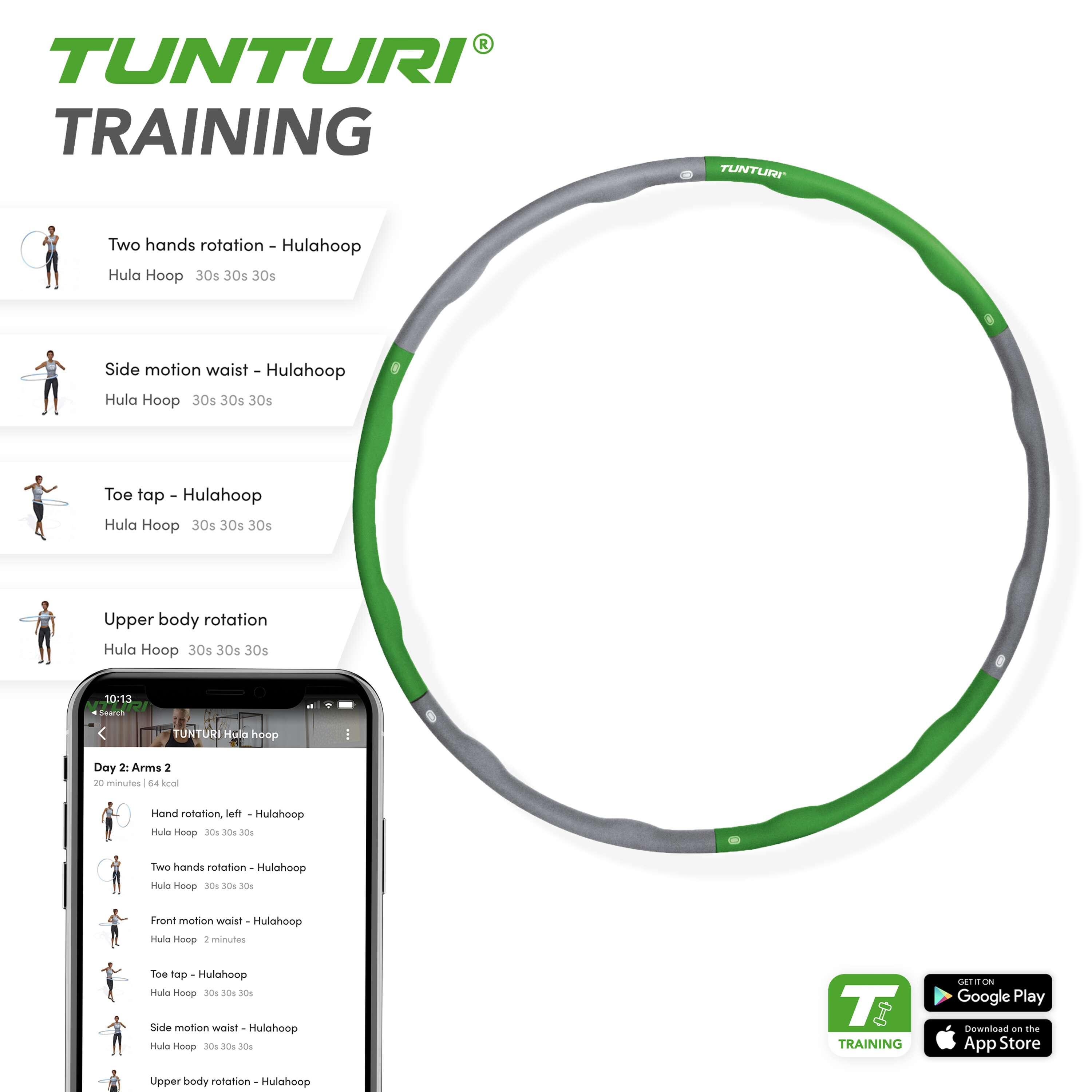 Fitness Hoelahoep - Fitness hoepel - Fitness hulahoop - Groen/Grijs 5/7