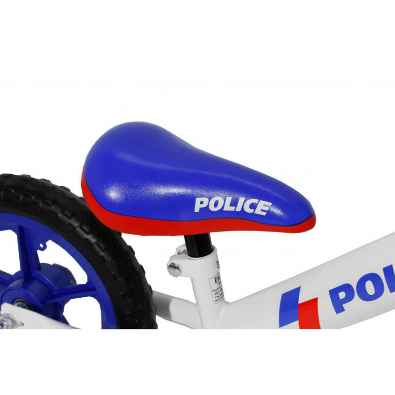 AMIGO Draisienne à 2 roues Police Loopfiets 12 Pouces Junior Blanc