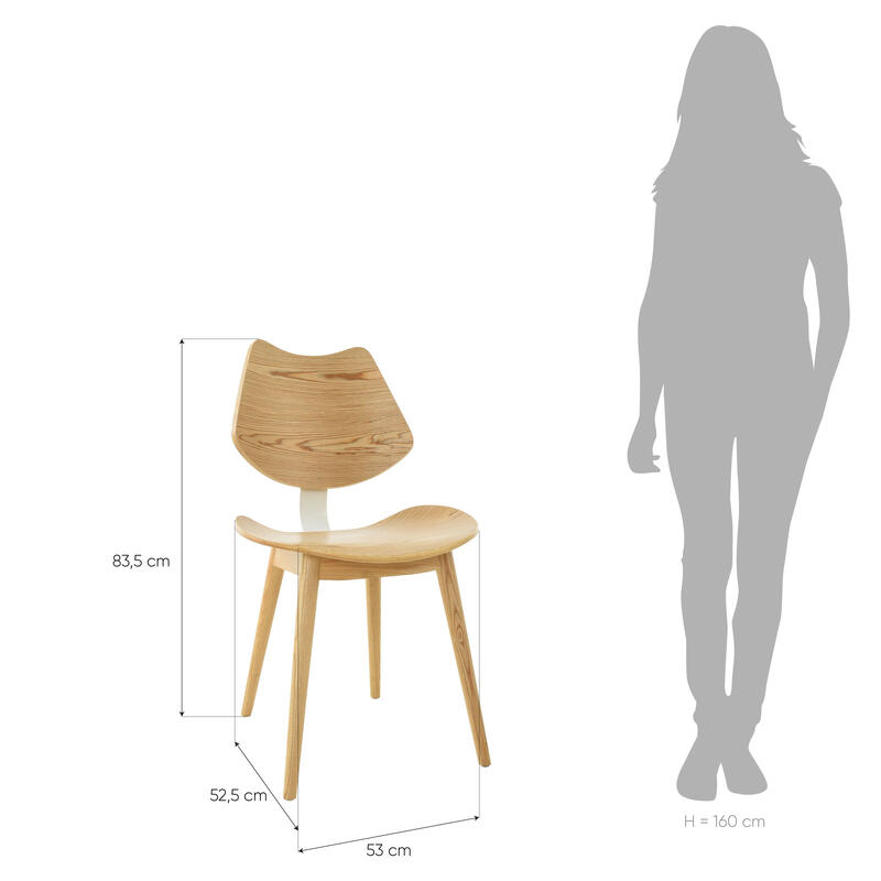 Pacote de 2 cadeiras Pärumm 53x52.5x83.5 cm de madeira natural de madeira