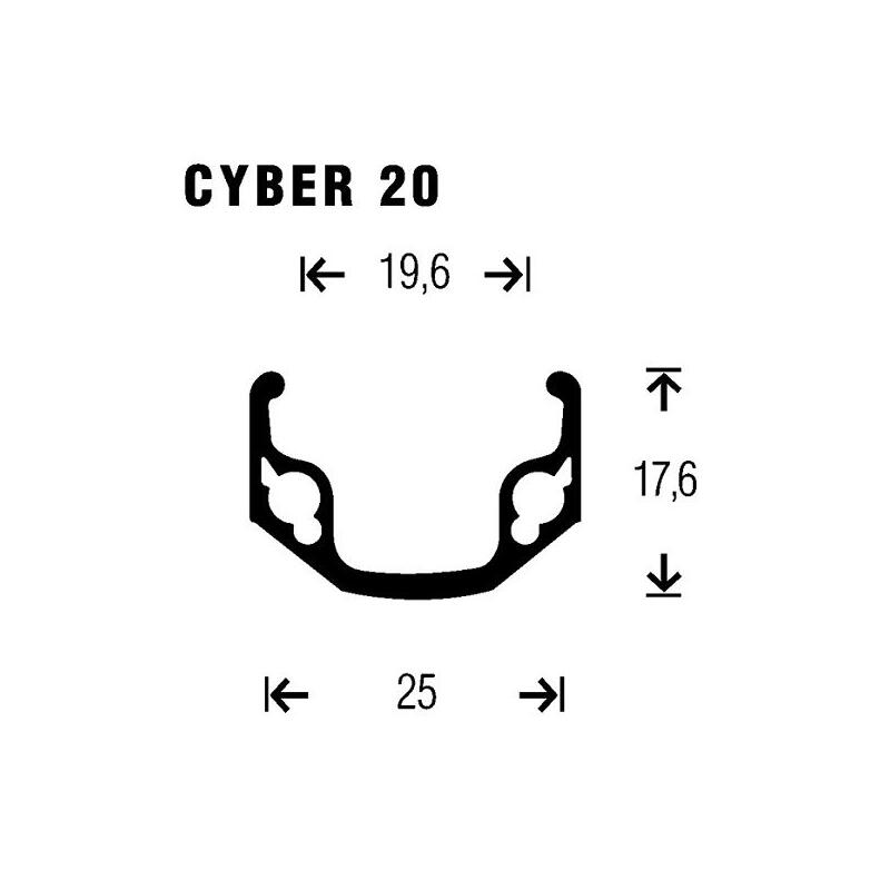 Rueda delantera cyber20 26" negra disco 6t r/n 2/2