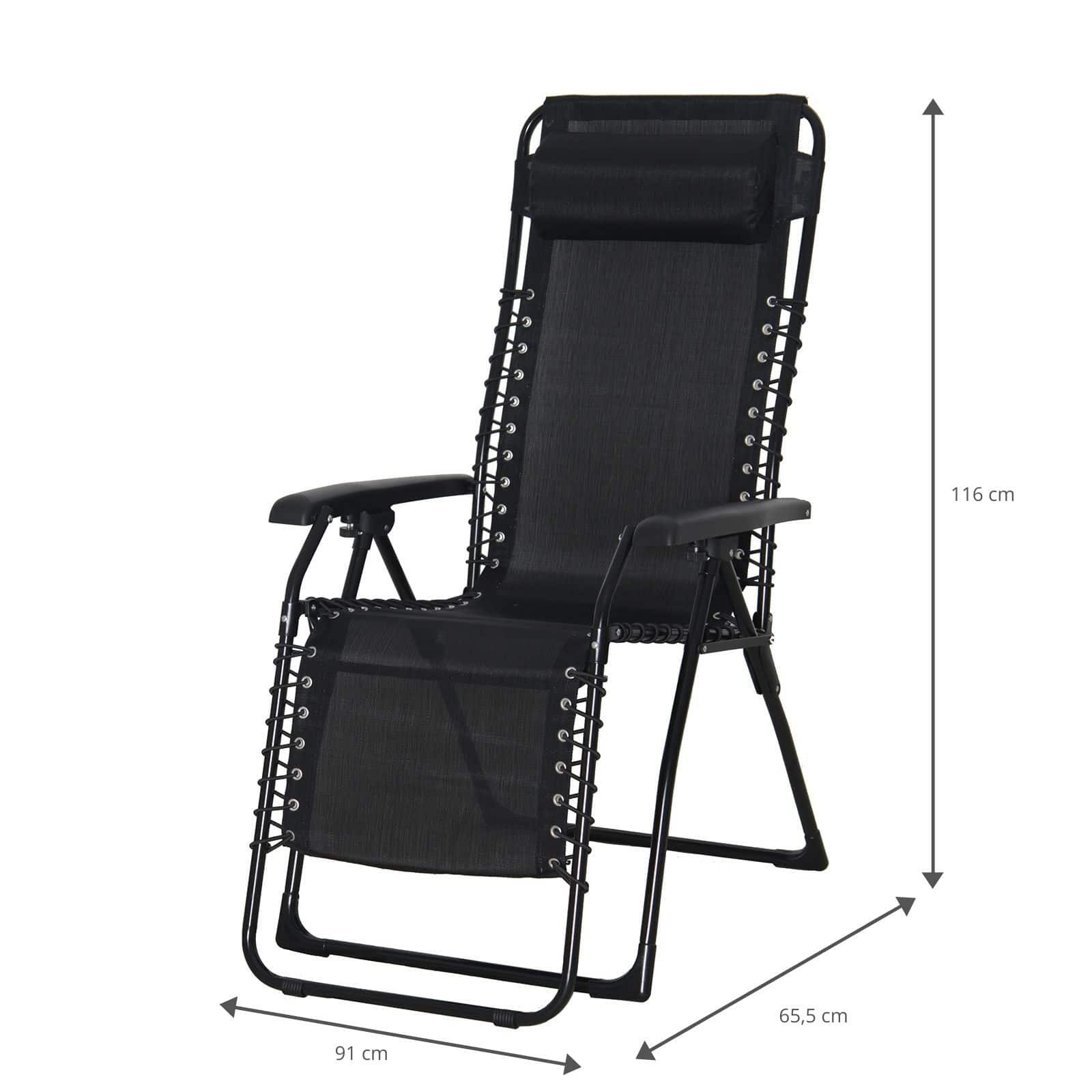 Relax Chillvert Garden Catania Steel 65.5x91x116 cm preto com almofada 4/5