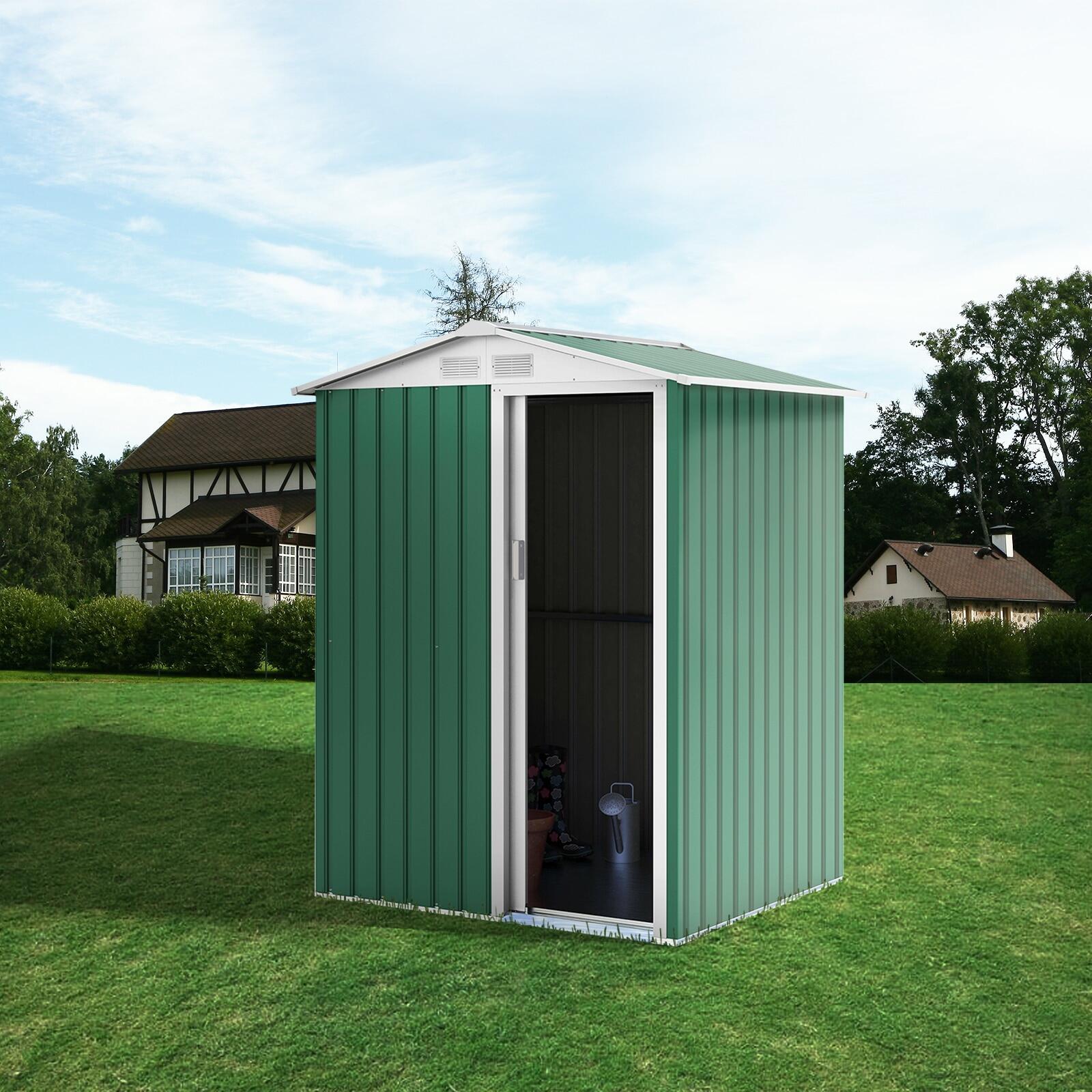 Caseta Metálica Milton Gardiun 2 m² Puerta Deslizante Acero Galvanizado Verde 2/5