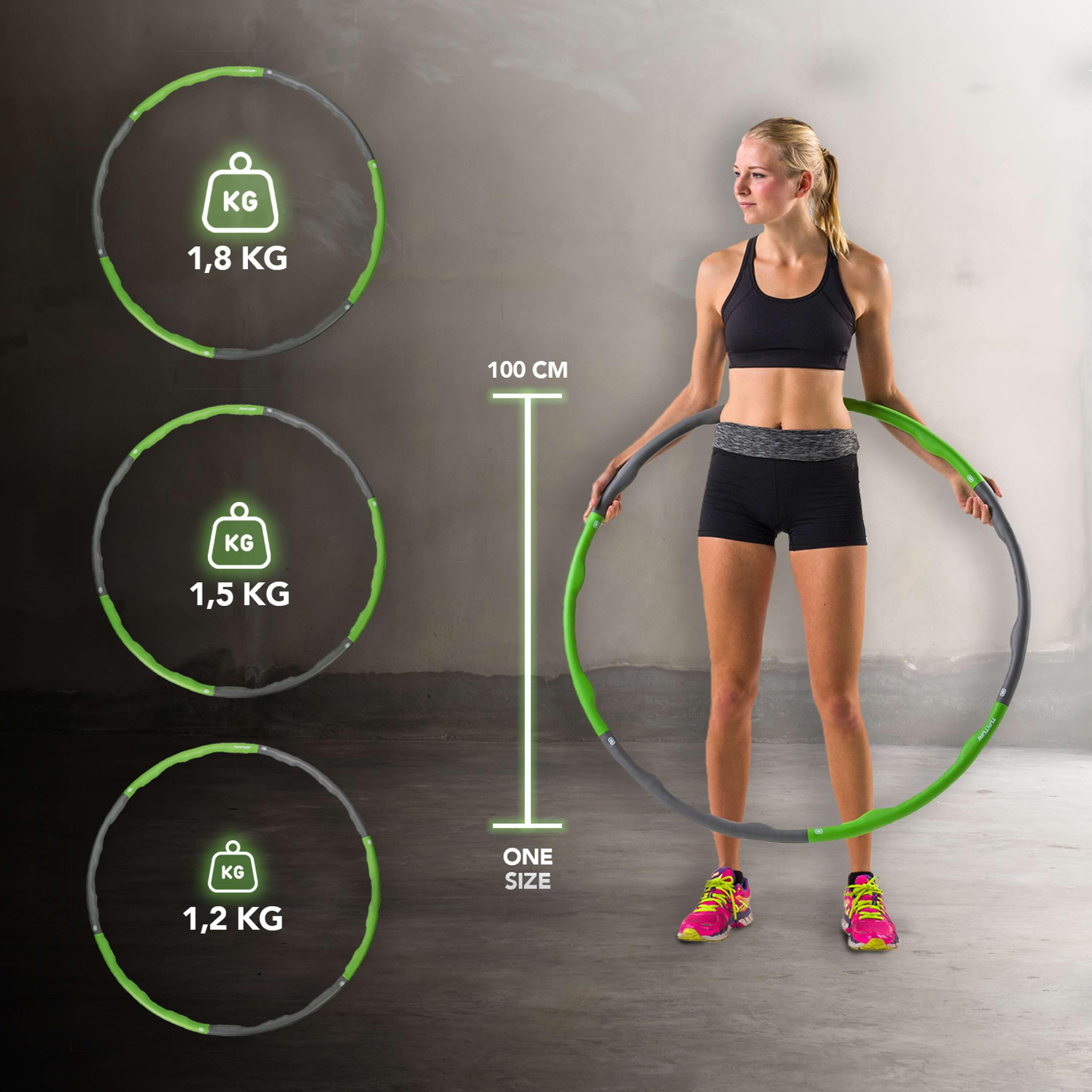 Fitness Hoelahoep - Fitness hoepel - Fitness hulahoop - Groen/Grijs 3/7