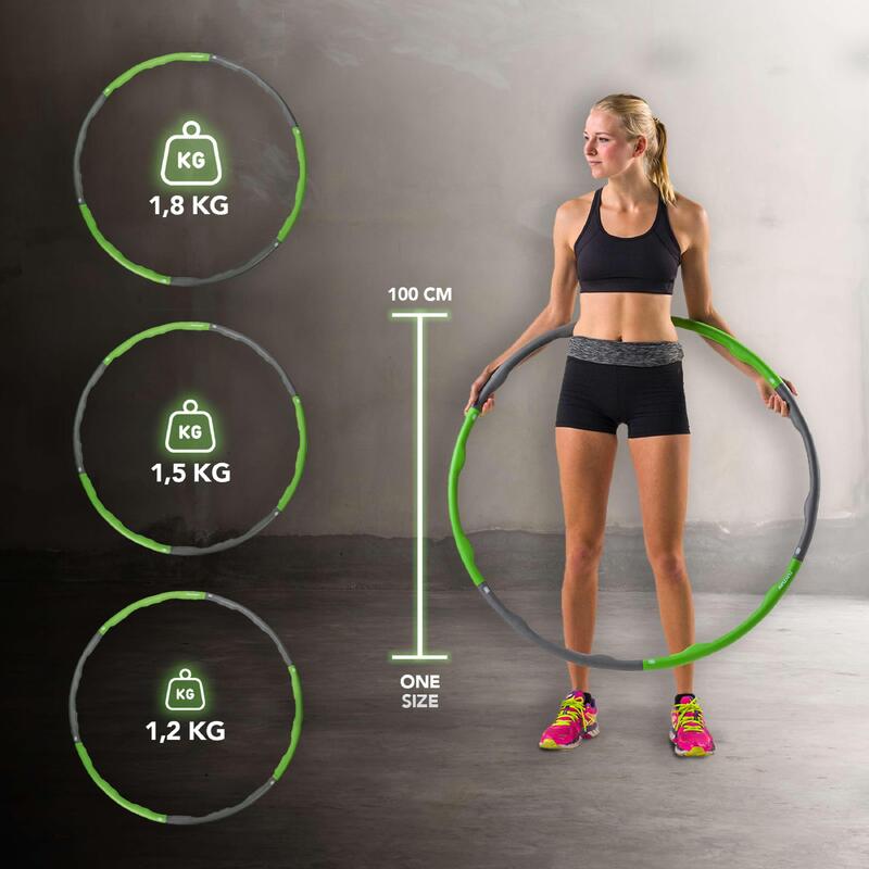 Fitness Hoelahoep - Fitness hoepel - Fitness hulahoop - Groen/Grijs