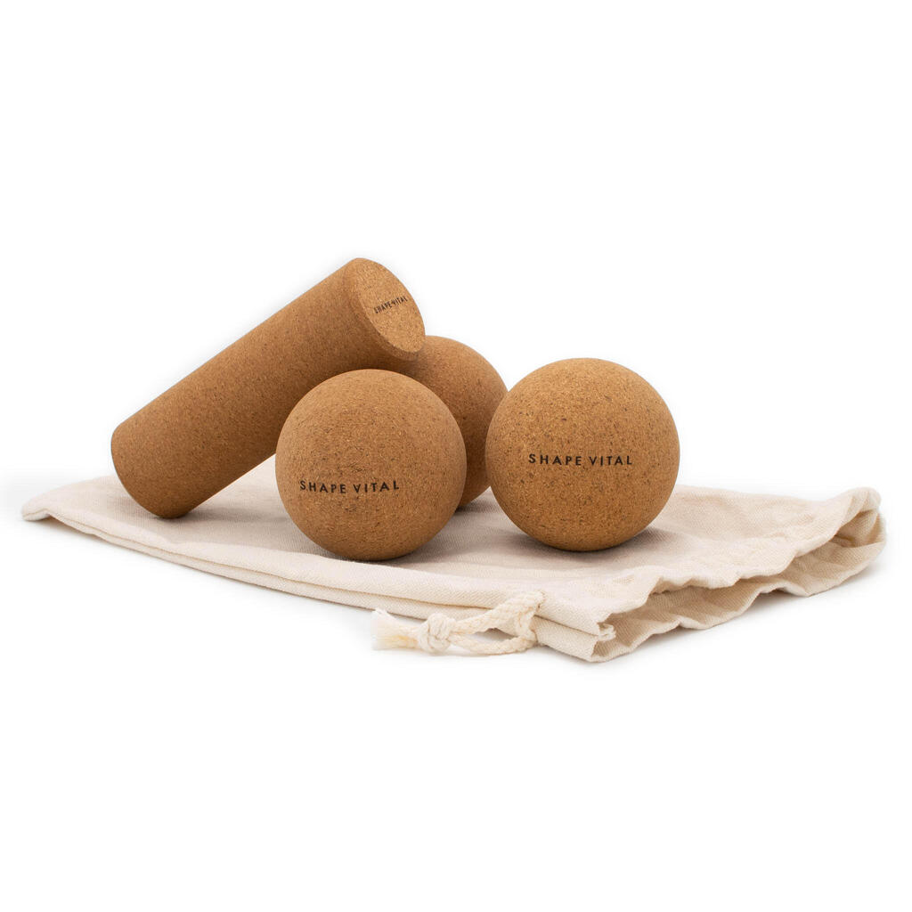 Cork Massage Set - Foam Roller - Peanut Ball - Trigger Point Massage