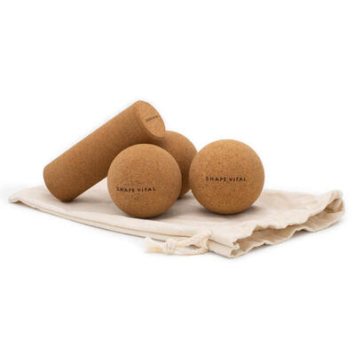 Massage set van kurk - fascia roller - massage bal - triggerpoint massage