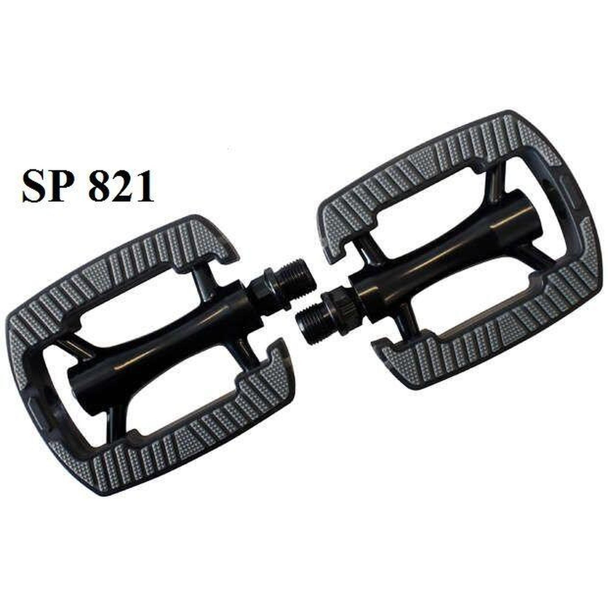 Pedali Per Bicicletta Union SP-821 – Corpo In Alluminio E Telaio In Plastica, Con Pedana Antiscivolo E Riflettori – Unisex, Nero
