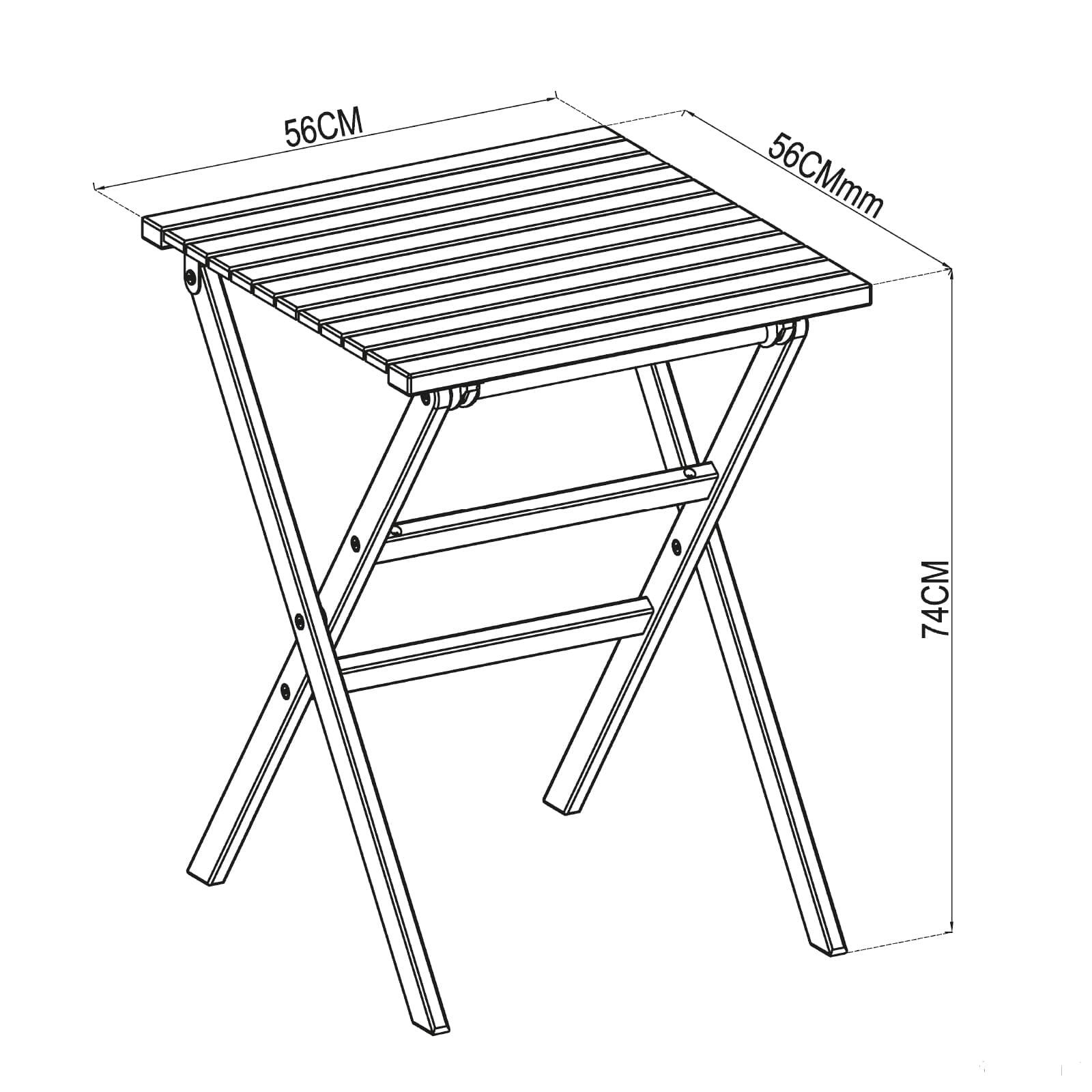 Mesa de jardim Chillvert Milan Wood 56x56x74 cm quadrado 2 para convidados 4/5
