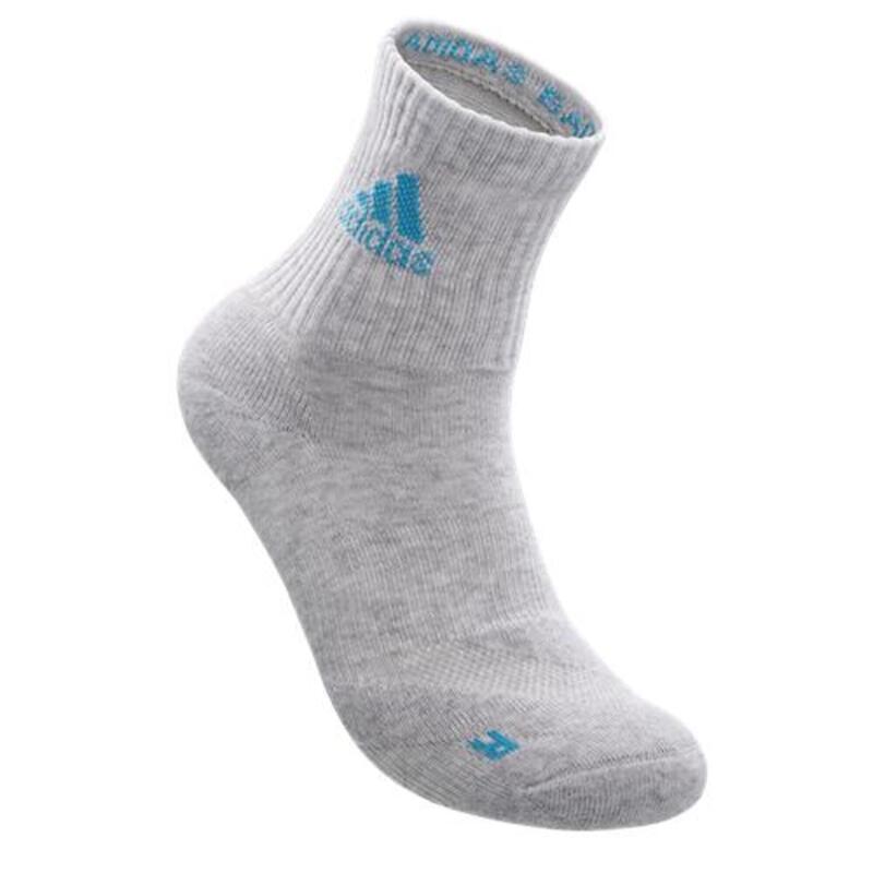 wucht P3 Badminton Socks Mid Cut Grey with Signal Cyan Size 1