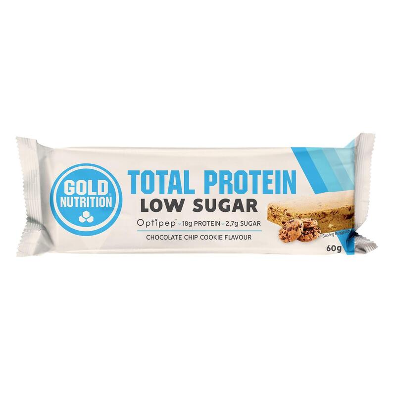 Baton proteic cu biscuiti si fulgi de ciocolata Low Sugar, 60 g, GoldNutrition