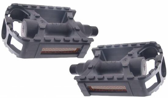 Jeu de pédales VTT Edge en plastique avec réflecteurs, noir.