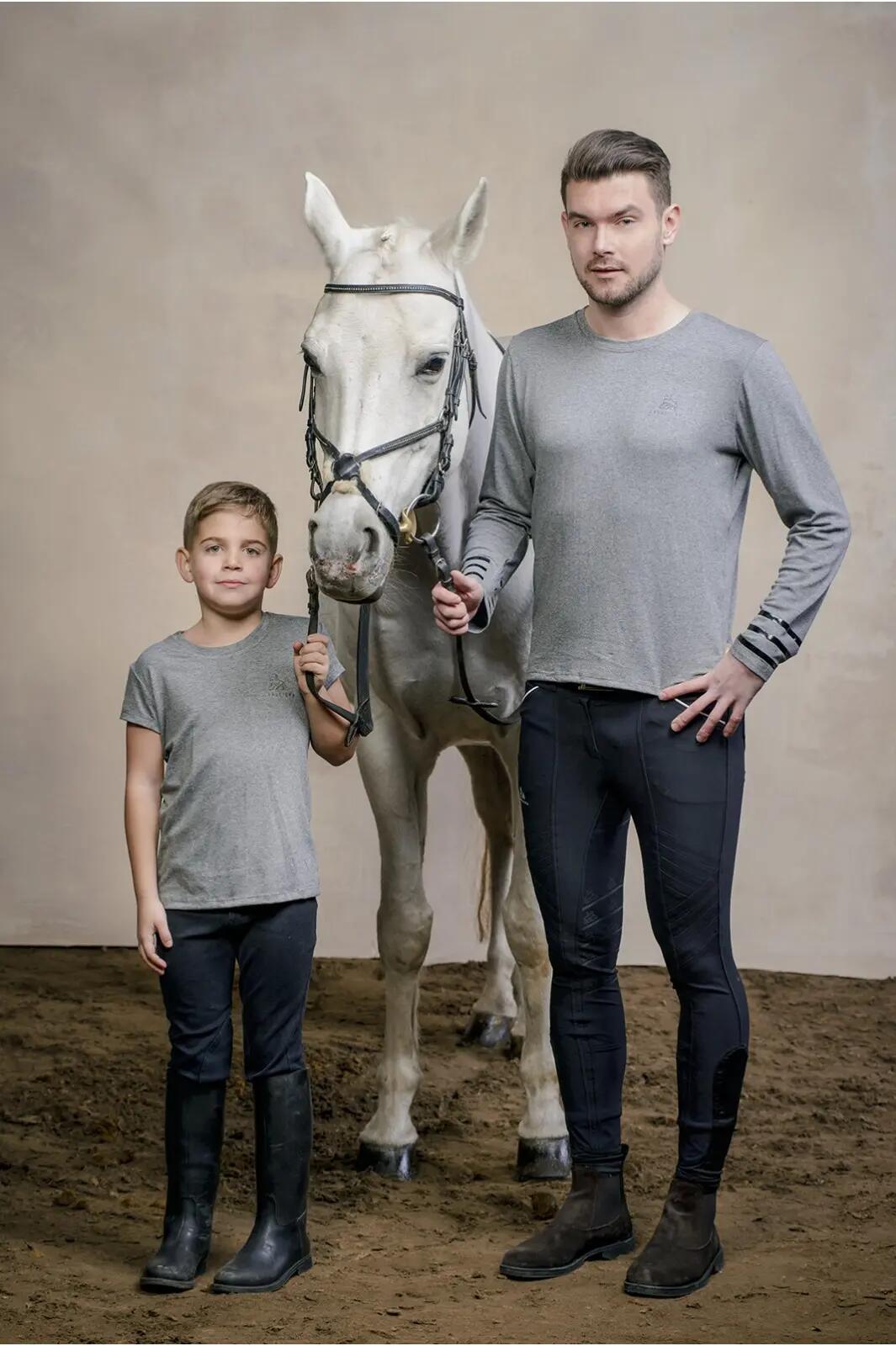 Lovas Felső Hosszú Ujjú - Grandeur Men Lovas Ruházat, melírszürke 3/3