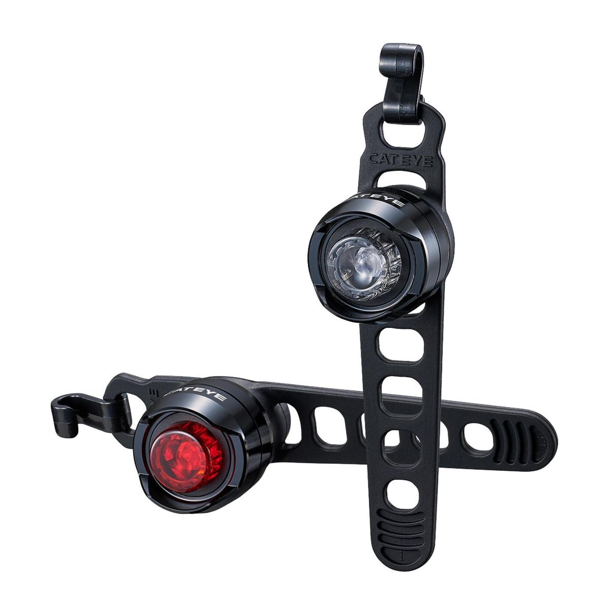 CATEYE ORB Rechargeable Front & Rear Light Set Polished Black