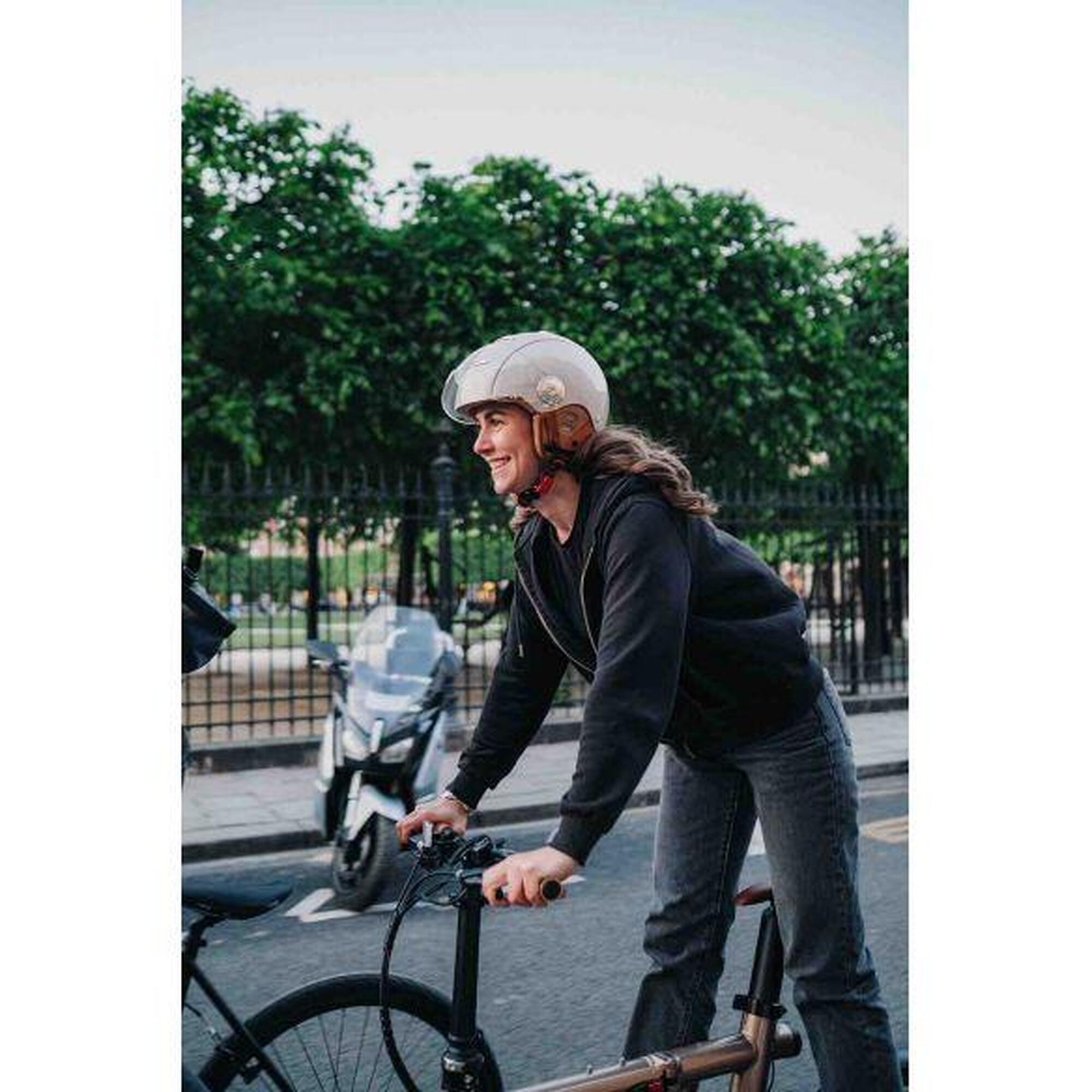 Casque urbain Jet Tandem Crème avec visière